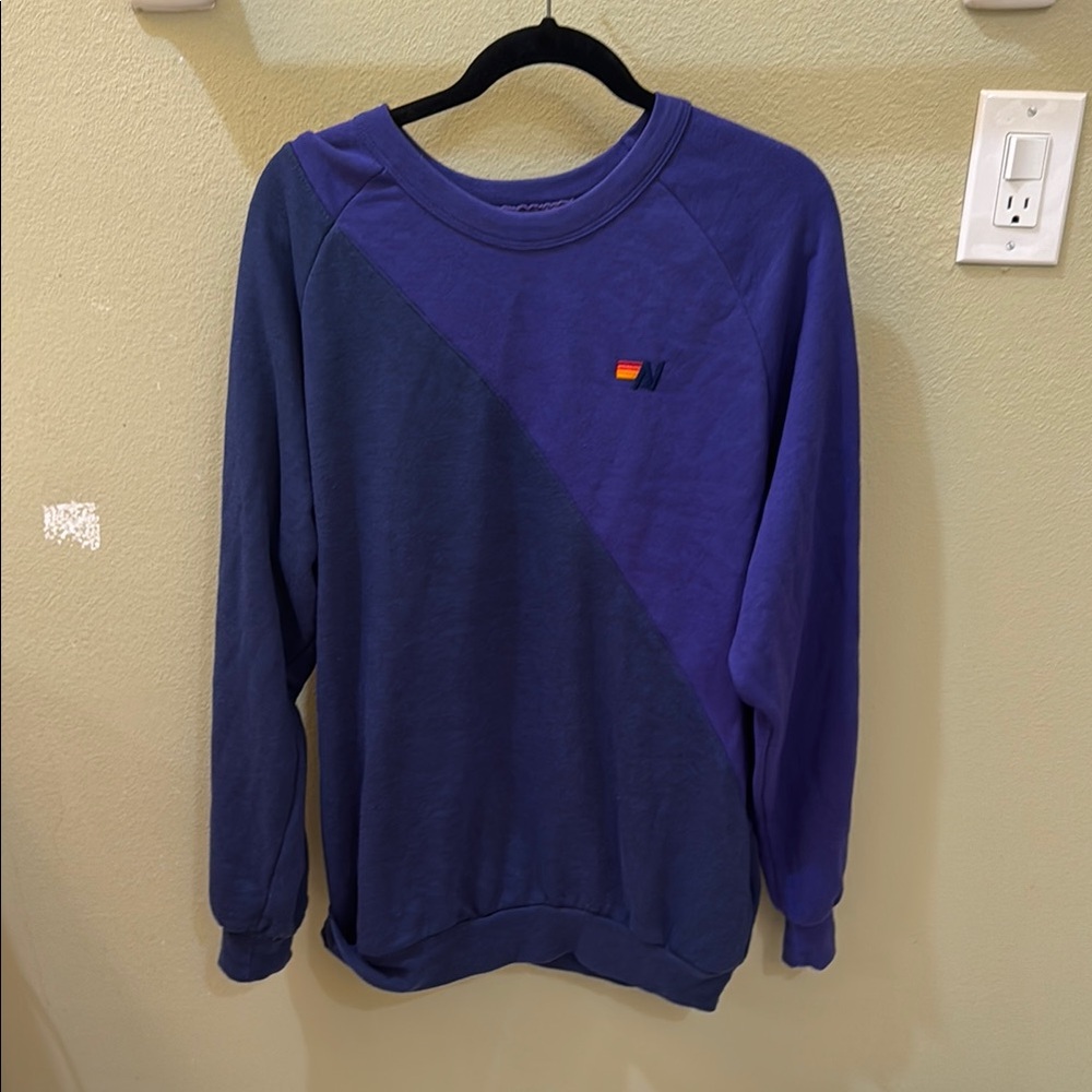 Colorblock Crewneck Sweater - Blue and Purple